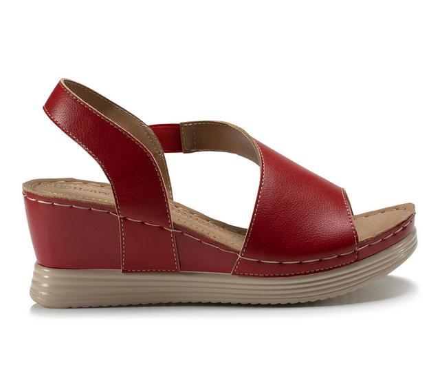Women's Henry Ferrara Comfort-70 Wedge Sandals in Red color