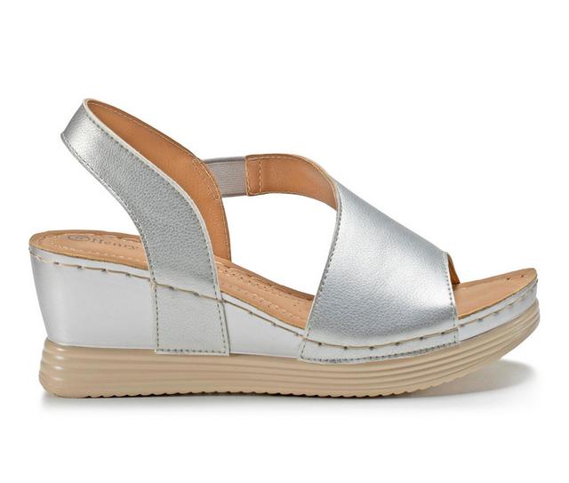Women's Henry Ferrara Comfort-70 Wedge Sandals in Silver color