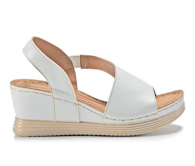 Women's Henry Ferrara Comfort-70 Wedge Sandals in White color