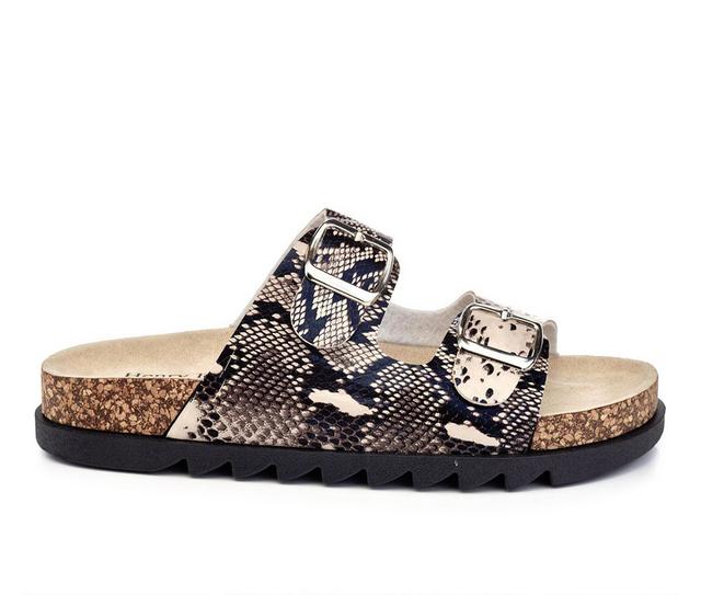Women's Henry Ferrara Fabulous-18 Footbed Sandals in Black Snake color