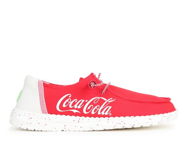 Women's HEYDUDE Wendy Coke Casual Shoes in True Red/White color