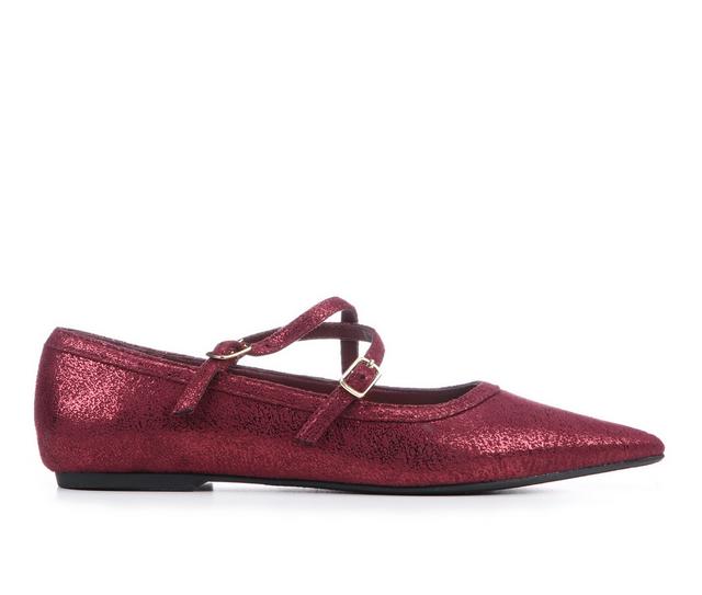 Women's Soda Beatrix Flats in Burgundy color