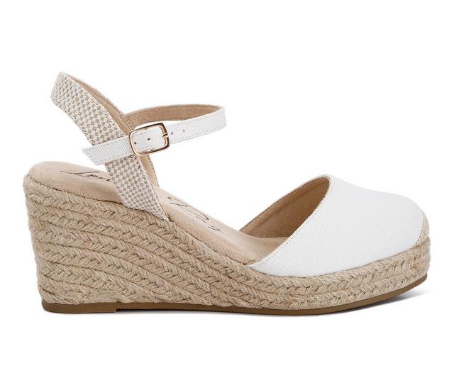 Women's London Rag Trand Espadrille Wedges in White color