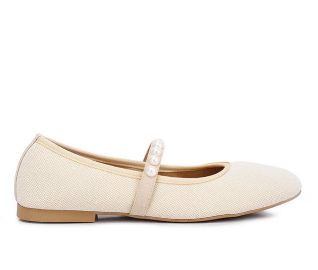 Women's London Rag Sassie Mary Jane Flats in Beige color