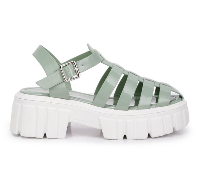 Women's London Rag Zurie Chunky Fisherman Sandals in Sage color