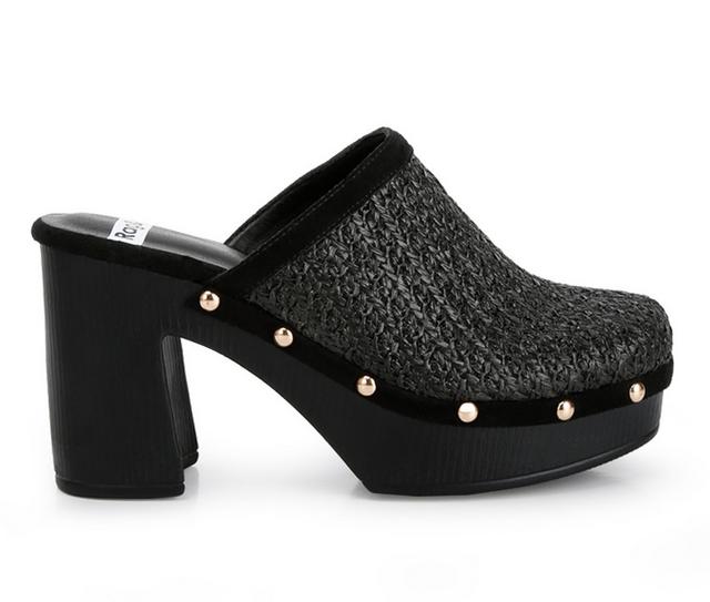 Women's Rag & Co Jeydena Heeled Clogs in Black color