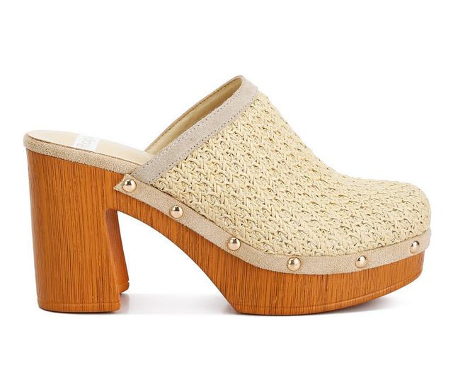 Women's Rag & Co Jeydena Heeled Clogs in Natural color