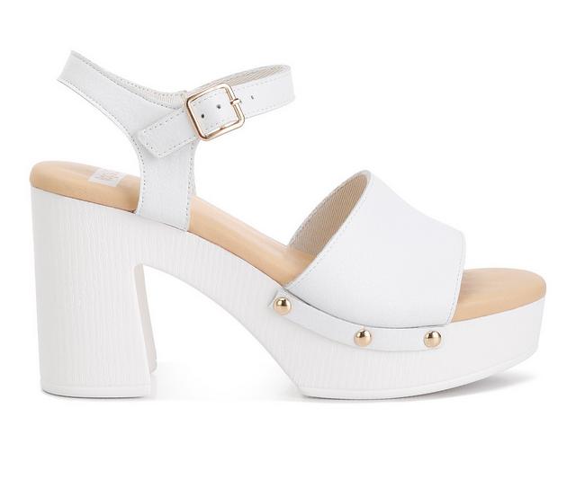 Women's Rag & Co Sawor Recycled Leather Platform Dress Sandals in White color