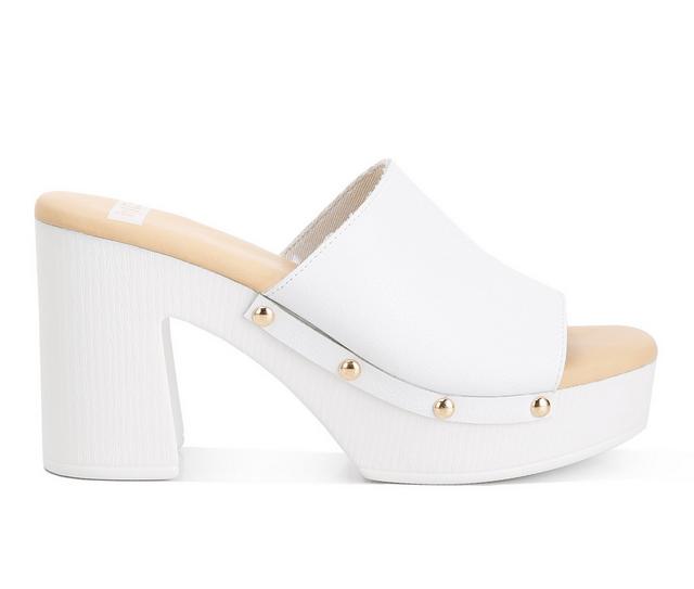 Women's Rag & Co Drew Recycled Leather Platform Dress Sandals in White color