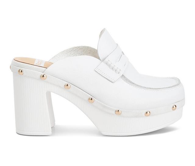 Women's Rag & Co Lyrac Recycled Leather Platform Clogs in White color