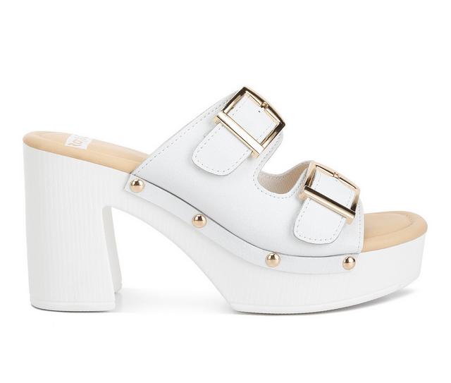 Women's Rag & Co Kenna Recycled Leather Platform Dress Sandals in White color