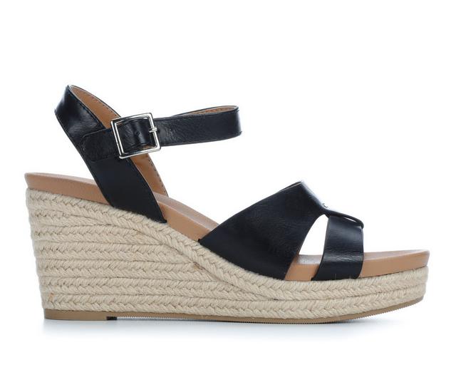 Women's Vintage 7 Eight Front-S Wedge Sandals in Black color