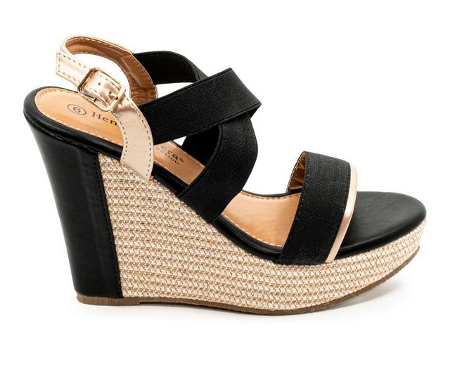 Women's Henry Ferrara Vita-200 Platform Wedge Sandals in Black color