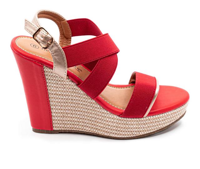 Women's Henry Ferrara Vita-200 Platform Wedge Sandals in Red color