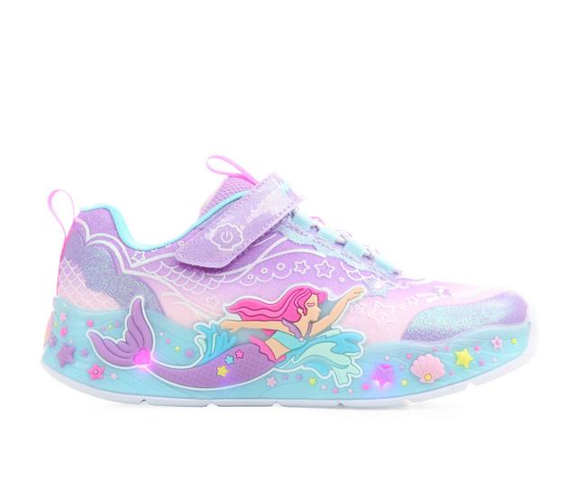 Girls' Skechers Little Kid Mermaid Dreams Light-Up Shoes in Lavender/Sparkl color