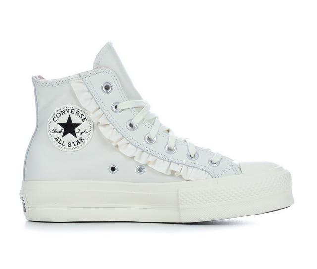 Women's Converse Chuck Taylor All Star Lift Hi Leather Sneakers in Vintage White color