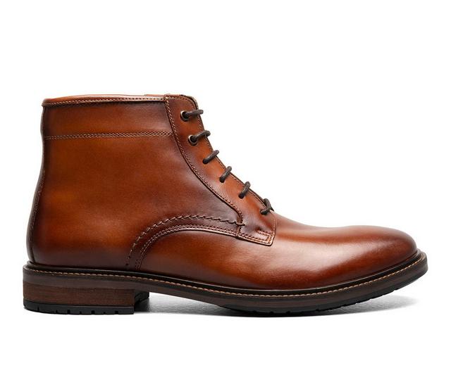 Men's Florsheim Forge Plain Toe Lace Up Boots in Cognac color