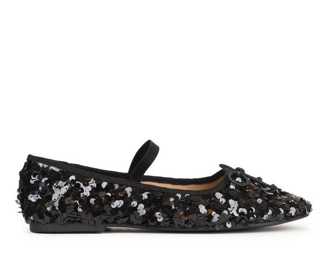 Women's Soda Avocet Flats in Black Sequin color