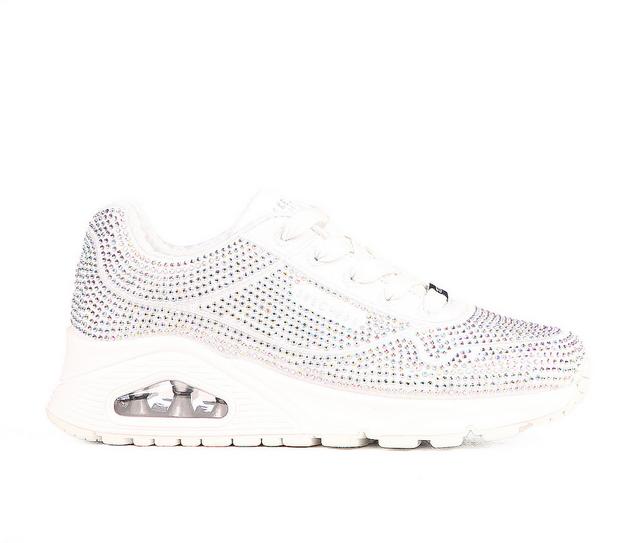 Girls' Skechers Street Little Kid & Big Kid Uno Gen1 Disco Rave Lace-Up Sneakers in White color