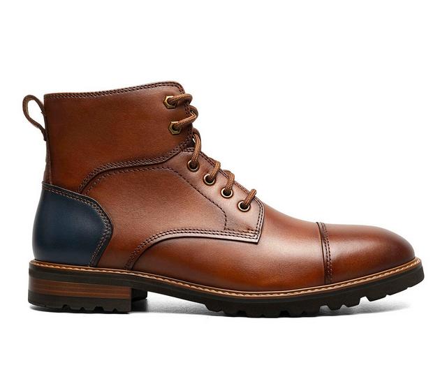 Men's Florsheim Renegade Cap Toe Lace Up Boots in Cognac color