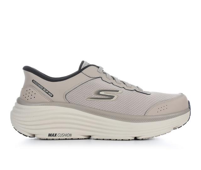 Men's Skechers 220610 Max Cushion Endeavour Slipin Running Shoes in Taupe/Black color