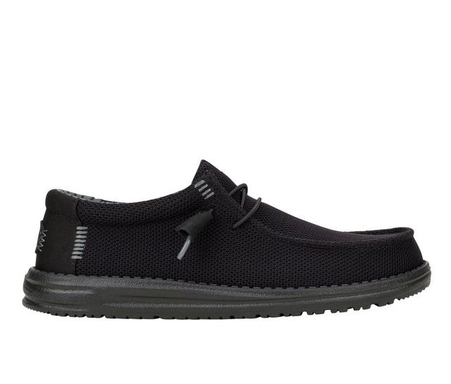 Men's HEYDUDE Wally Stretch Sox Casual Shoes in Black/Black color