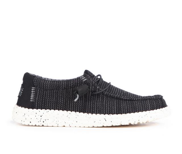 Men's HEYDUDE Wally Stretch Sox Casual Shoes in Black White color