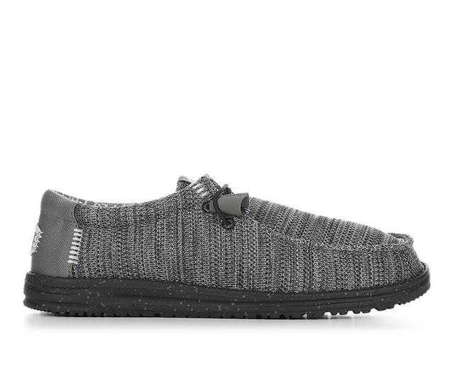 Men's HEYDUDE Wally Stretch Sox Casual Shoes in Grey/Black color
