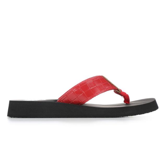 Women's Yellow Box Abenego Flip-Flops in Red color