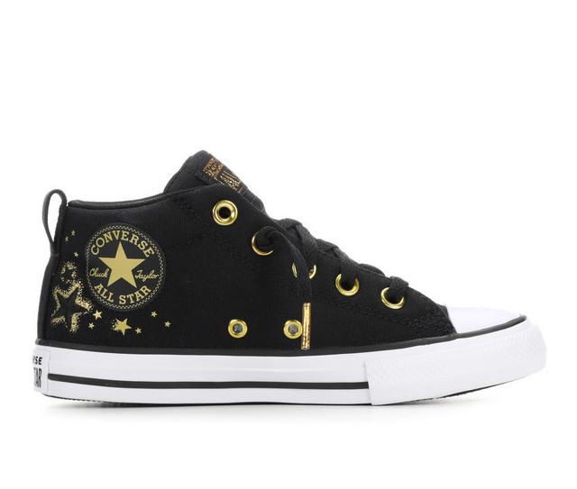 Girls' Converse Little Kid Chuck Taylor All Star Street Mid-Top Sneakers in Black/Gold/Wht color