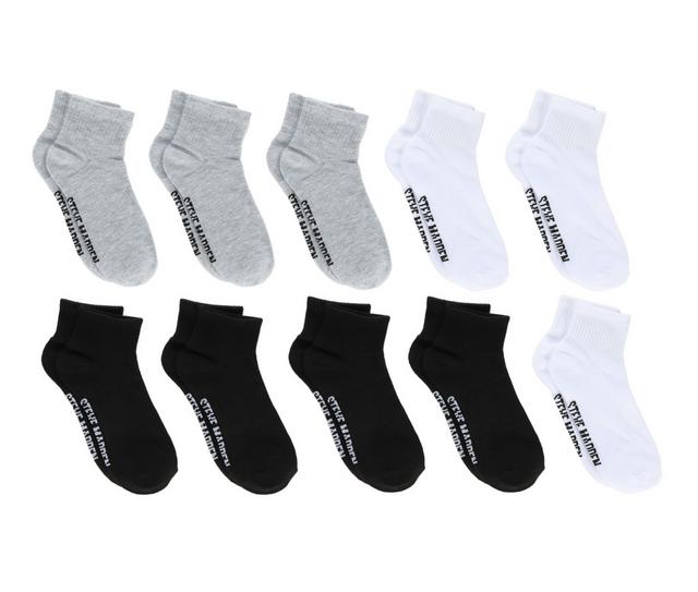 Steve Madden 10 Pair Womens Quarter Socks in Wht/blk/gry color