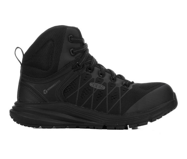 Women's KEEN Utility Vista Energy Mid Internal MetGuard Work Boots in Raven/Black color