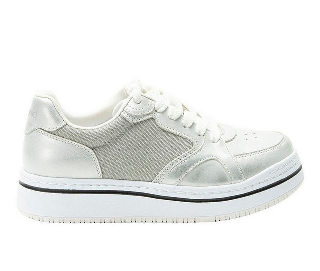 Women's ALEGRIA Alyster Lace Up Sneakers in Shimmer Silver color