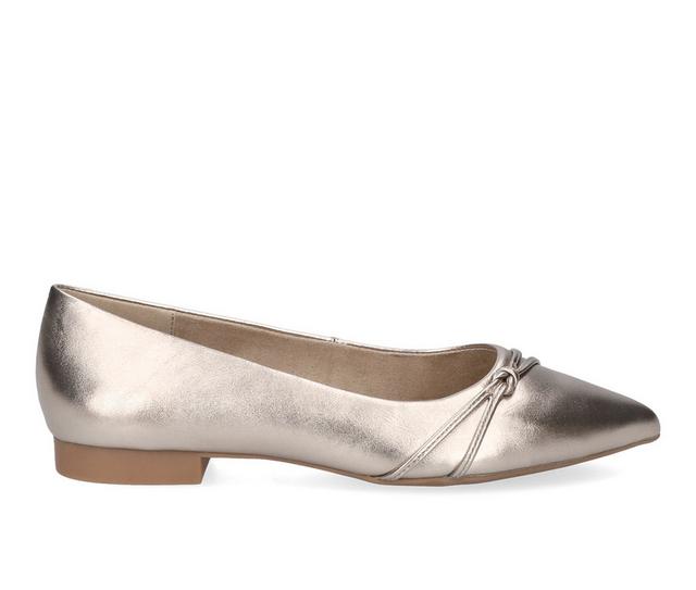 Women's Bella Vita Rhea Flats in Metal Champagne color