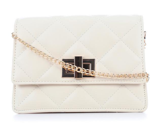 Olivia Miller Quilt Metal Latch Crossbody Handbag in Beige color