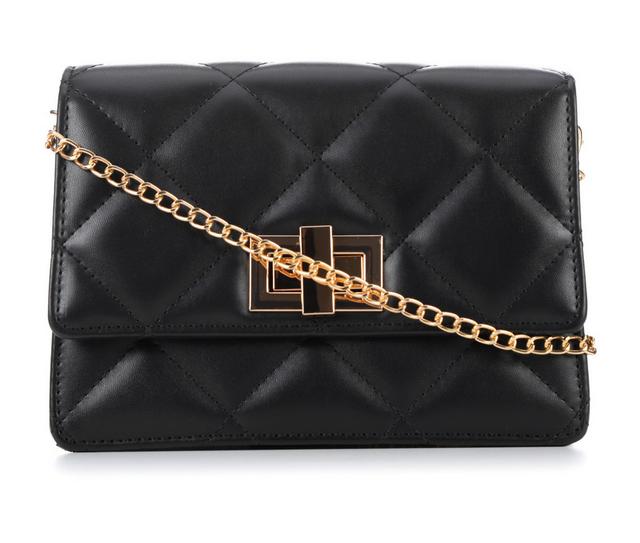 Olivia Miller Quilt Metal Latch Crossbody Handbag in Black color