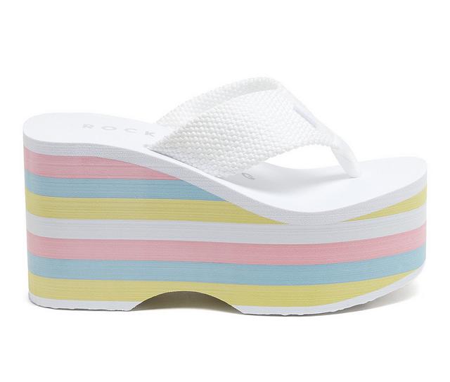 Women's Rocket Dog Bigtop Platform Flip-Flop Wedges in White color