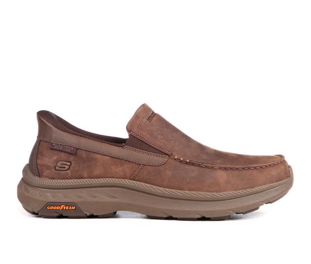 Men's Skechers 205334 Pollard Slip In Slip-On Shoes in Cocoa Leather color