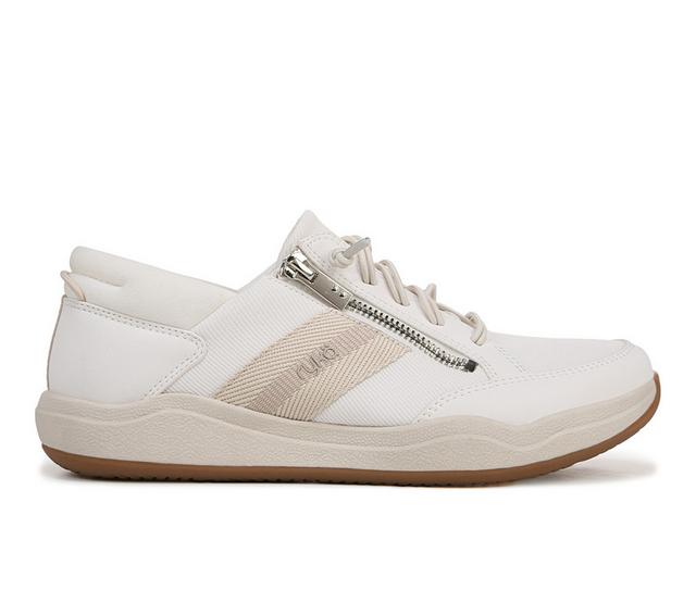 Women's Ryka Carefree Zip Sneakers in White Alyssum color