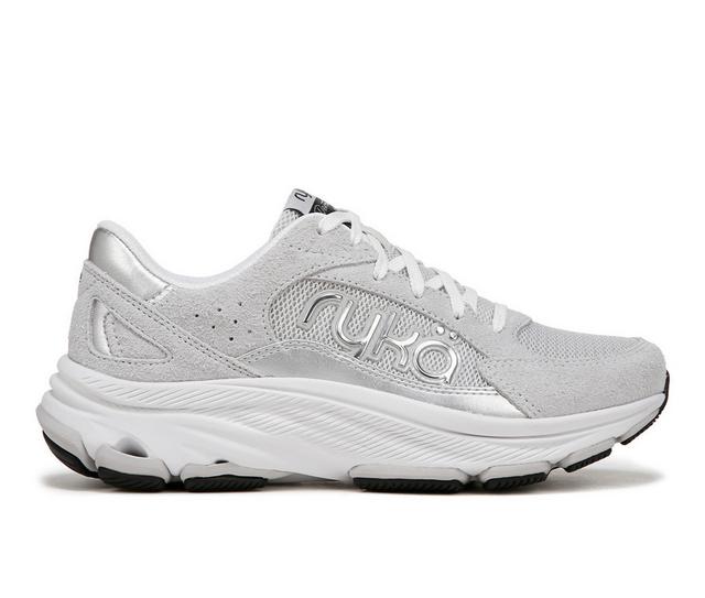 Women's Ryka Devotion X Max Classic Walking Sneaker Walking Shoes in Silver color
