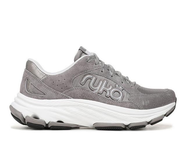 Women's Ryka Devotion X Max Classic Walking Sneaker Walking Shoes in Grey Suede color