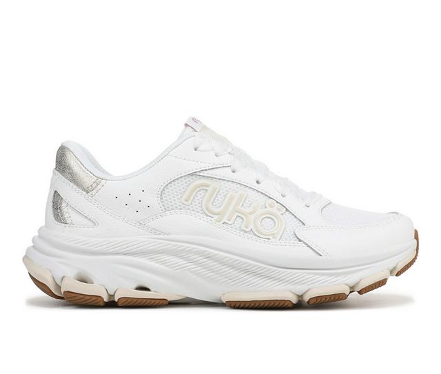 Women's Ryka Devotion X Max Classic Walking Sneaker Walking Shoes in White Leather color
