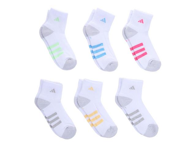 Adidas Girls 6 Pack Cushioned Quarter in White Multi 2-5 color