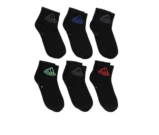 Adidas Boys 6 Pack Superlite Quarter in Black w/ Pop color