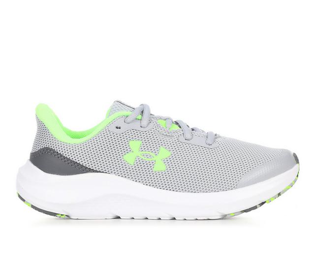 Kids' Under Armour Big Kid Pursuit 4 Running Shoes in Grey/Green/Wht color