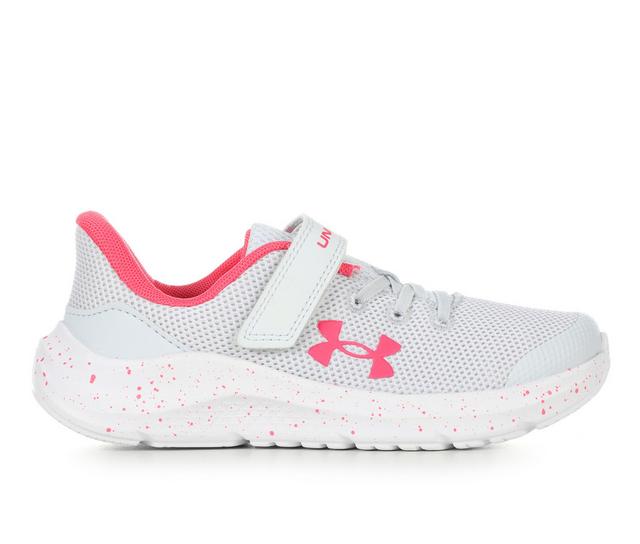 Girls' Under Armour Little Kid Pursuit 4 Running Shoes in Grey/Pink/White color