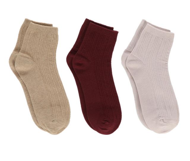 Steve Madden 3 Pack Women's Cotton Knit Quarter Socks in Blush Multi color