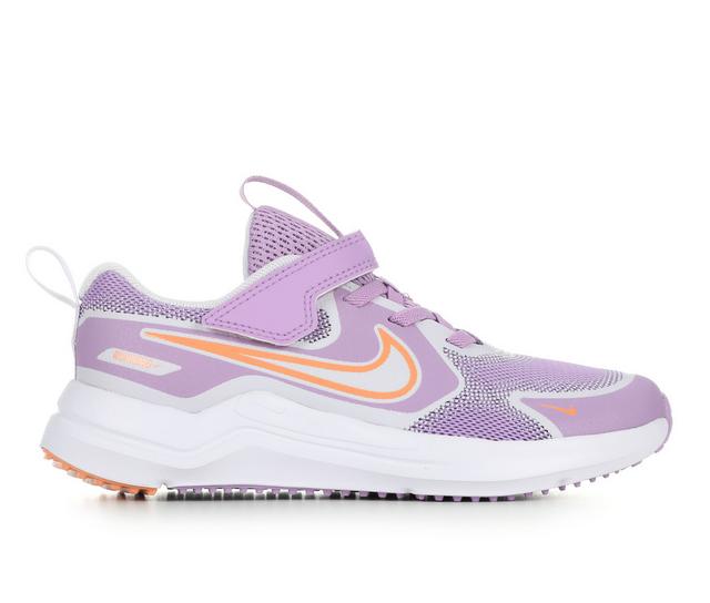 Girls' Nike Little Kid Cosmic Runner Running Shoes in Violet/White color