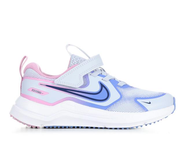 Girls' Nike Little Kid Cosmic Runner Running Shoes in Ghst/Saph/Mgnta color