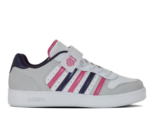 Kids' K-Swiss Little Kid & Big Kid Court Palisades Sneakers in Wht/Peacoat/Pnk color